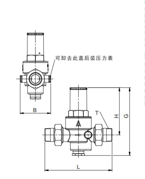 埃美柯閥門(mén)黃銅可調(diào)式減壓閥結(jié)構(gòu)圖