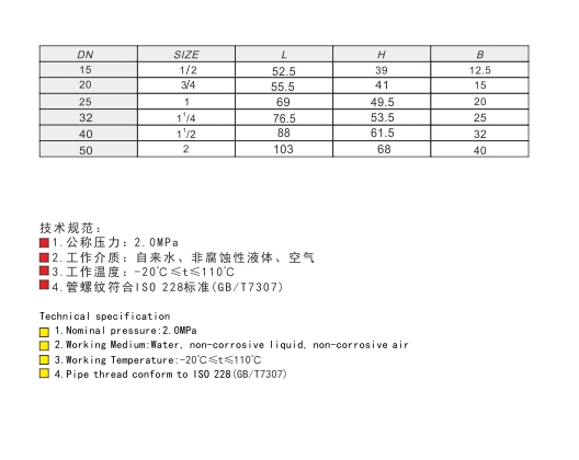 埃美柯黃銅帶鎖球閥鏈接尺寸